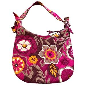 Vera Bradley Floral bow Quilted Shoulder Bag Handbag Pink‎ Brown Olivia Carnaby